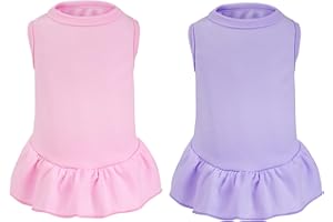 CHOYAXO 2 Pcs Dog Dresses Cat Skirt Solid Color Dog Clothes Summer Sleeveless Puppy Girl Clothes for Small Pet Dogs Cats (Pink,Light Purple, X-Small)
