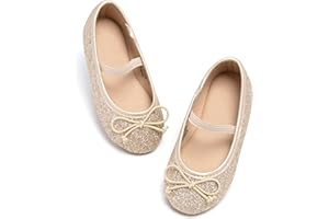 Otter MOMO Toddler/Little Girls Flower Girl Shoes Ballerina Flats Shoes Slip-on School Party Dress Shoes