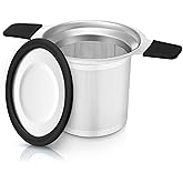 Stainless Steel Tea Infuser for Loose Leaf Tea – Extra Fine Mesh Strainer with Heat Proof Double Handles & Lid, Reusable Filter Fits Mugs, Cups & Teapots, Black
