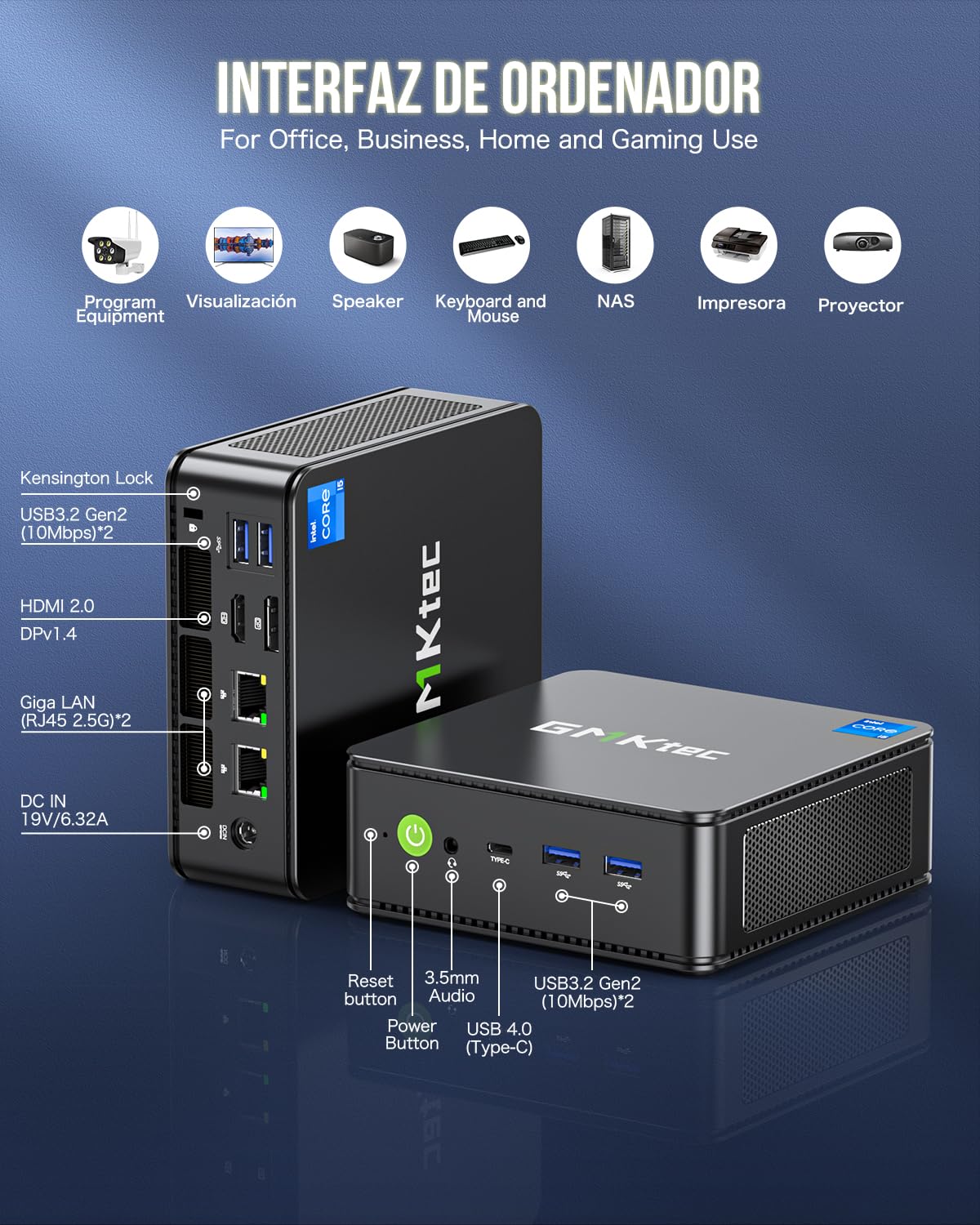 GMKtec Mini PC Intel i5-13500H (Turbo 4.7GHz) Windows 11 Pro 32GB DDR5 1TB SSD Dual Intel I225 2.5G Desktop Mini Computers/WiFi6, BT5.2/USB3.2, USB-C 4.0/DP, HDMI/Dual Fan