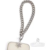 VANISSDO Phone Chain Wrist Strap, Metal Lanyard Detachable Leash with Tether Tabs, Trendy Charm for Women Men - Silver