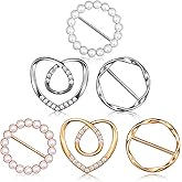 Giantree 6-Piece Scarf Loop Clip, Cute Scarf Buckle, Women's T-Shirt Tie Clips Clothing Corner Fastening Buckle, Fashionable Metal Round Shirt Clip for Loose Clothes Shirts and Dresses (Silver/Gold)