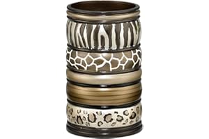 Popular Bath Safari Stripes Modern Bath Accessories Tumbler Modern Classic Contemporary Decorative Beautiful Designs Bathroom Decor Set for Home Luxury Bathroom, Chocolate