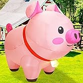 PIPIMOUSE 6 FT Long Pig Inflatables, Farm Ranch Yard Outdoor Decoration, Blow Up Cute Animals with Built-in LED Lights,Christmas Spring Decorations for Garden Lawn Themed Party Outside