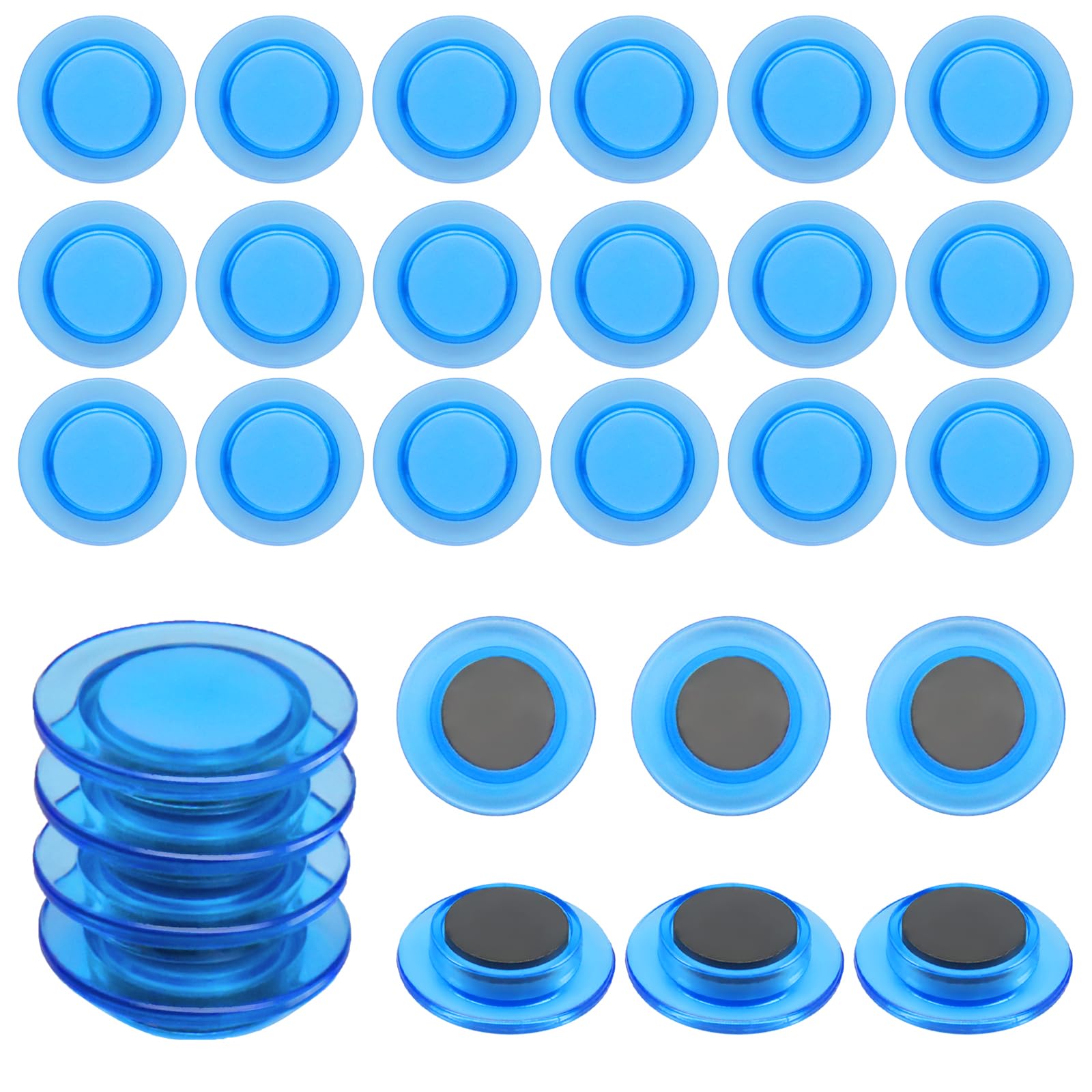 ZDZBLX Strong Fridge Magnets – 28 Pack Small Heavy Duty Magnets, Clear Mini Round Magnets for Whiteboard, Refrigerator, Notice Board & Crafts – Cute Magnet for Home Office & School (Transparent, Blue)