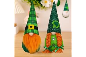 Medoore 2 Pack St. Patrick's Day Gnome Decorations, Irish Leprechaun Swedish Gnome Ornaments Green Irish Leprechaun Tomte Gnomes Doll Elf for Home Decoration