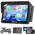 Carpuride W502B Pro for B.M W Motorcycle CarPlay & Android Auto & Dual Bluetooth, 5" Waterproof GPS Navigation Screen for Motorbike, Music Sharing, Intercom, EQ, Light Sensor, Compass, Barometer