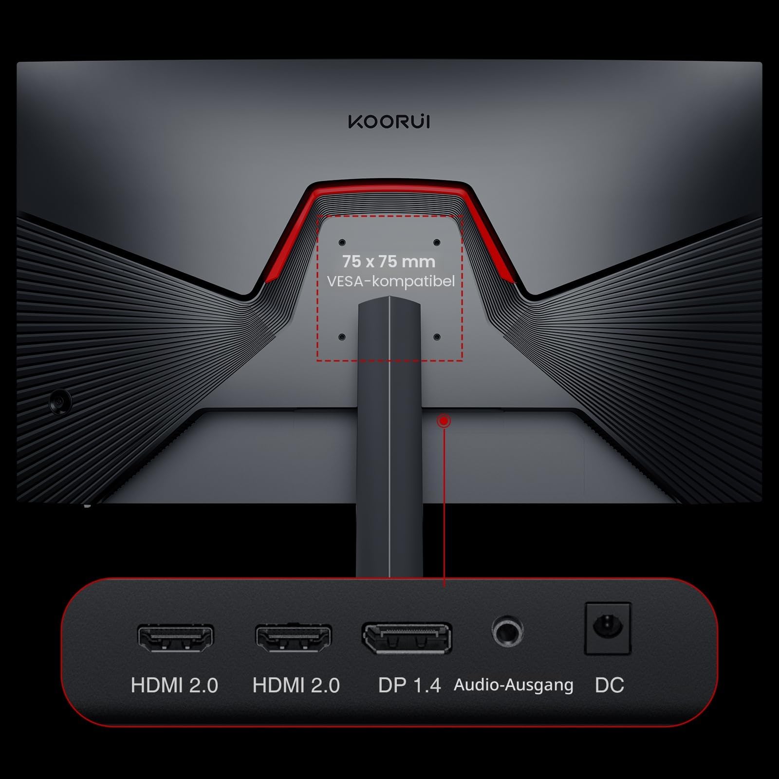 KOORUI Gaming Monitor 27 Zoll, PC Bildschirm 240Hz, FHD, 1ms, Adaptive Sync (1920 x 1080p, DCI-P3 90%, SRGB 100%, HDMI, DisplayPort, VESA 75x75) 6
