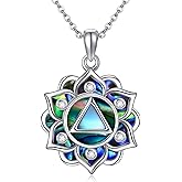 ONEFINITY Lotus Necklace 925 Sterling Silver Moonstone Pendant Necklace Yoga Lotus Jewelry for Women