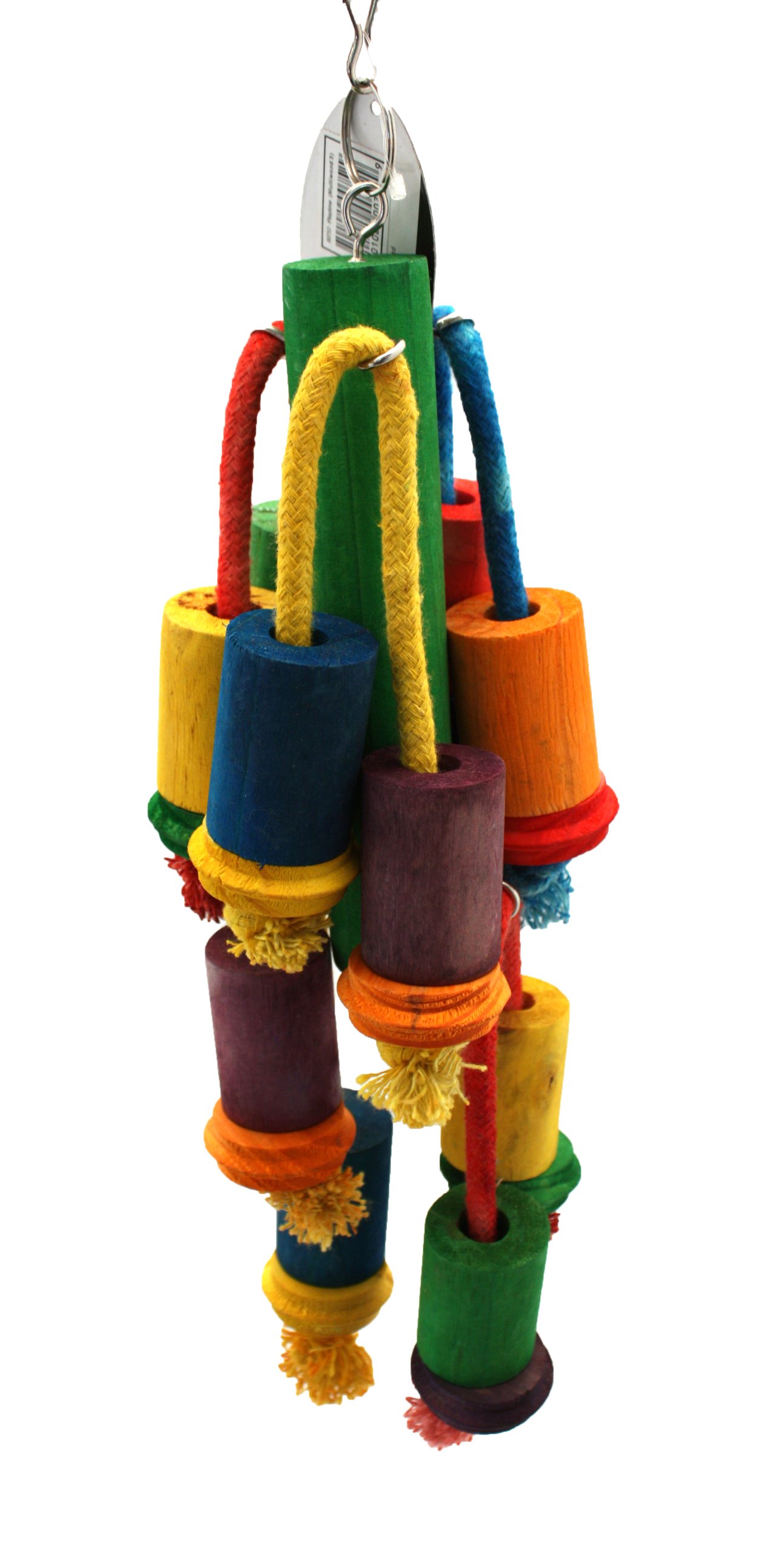 Happy Pet Playtime Wooden Blocks Bird Toy Durable Hygienic Natural Safe Interactive Colourful Hanging Cage Accessory for Parrots Cockatiels Parakeets