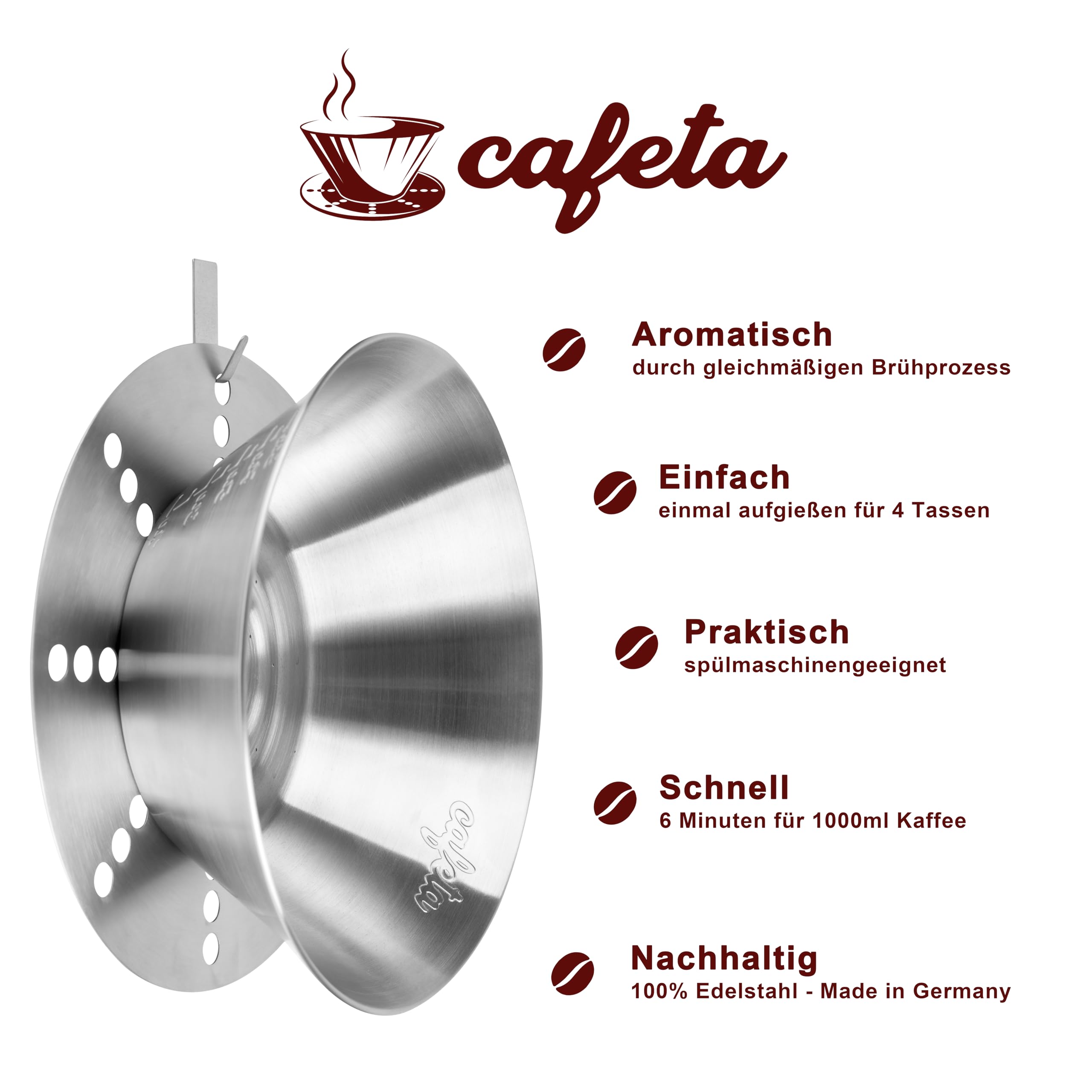 Brühhilfe für aromatischen Filterkaffee | für Kaffeefilter Größe 4 und 6 2