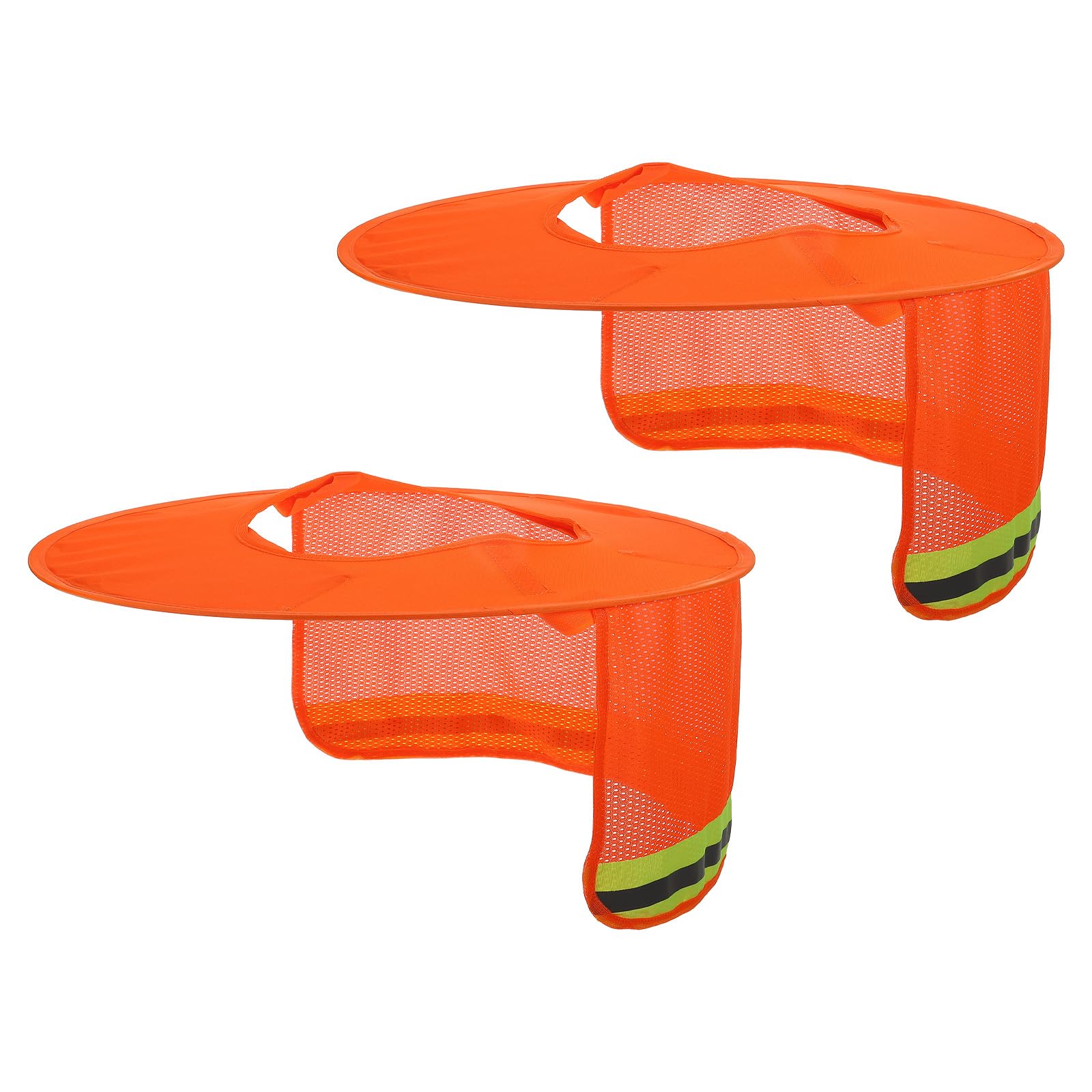 PATIKIL Hard Hat Sun Neck Shield, 2 Pack High Visibility Sun Shade Hard Hat Reflective Mesh Full Brim for Construction Outdoor Work, Orange