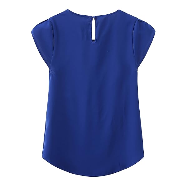 TASAMO WOMEN’S PRINTED FLOUNCING FLARED SHORT SLEEVE BLOUSE TOP SHIRTS FLORAL (XX-LARGE, ROYAL BLUE)