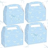 JeVenis 12Pcs Blue Bow Boxes Bow Party Favor Bags Bow Gift Treat Goodies Candy Boxes for Girls Birthday Baby Shower Bachelorette Party Supplies