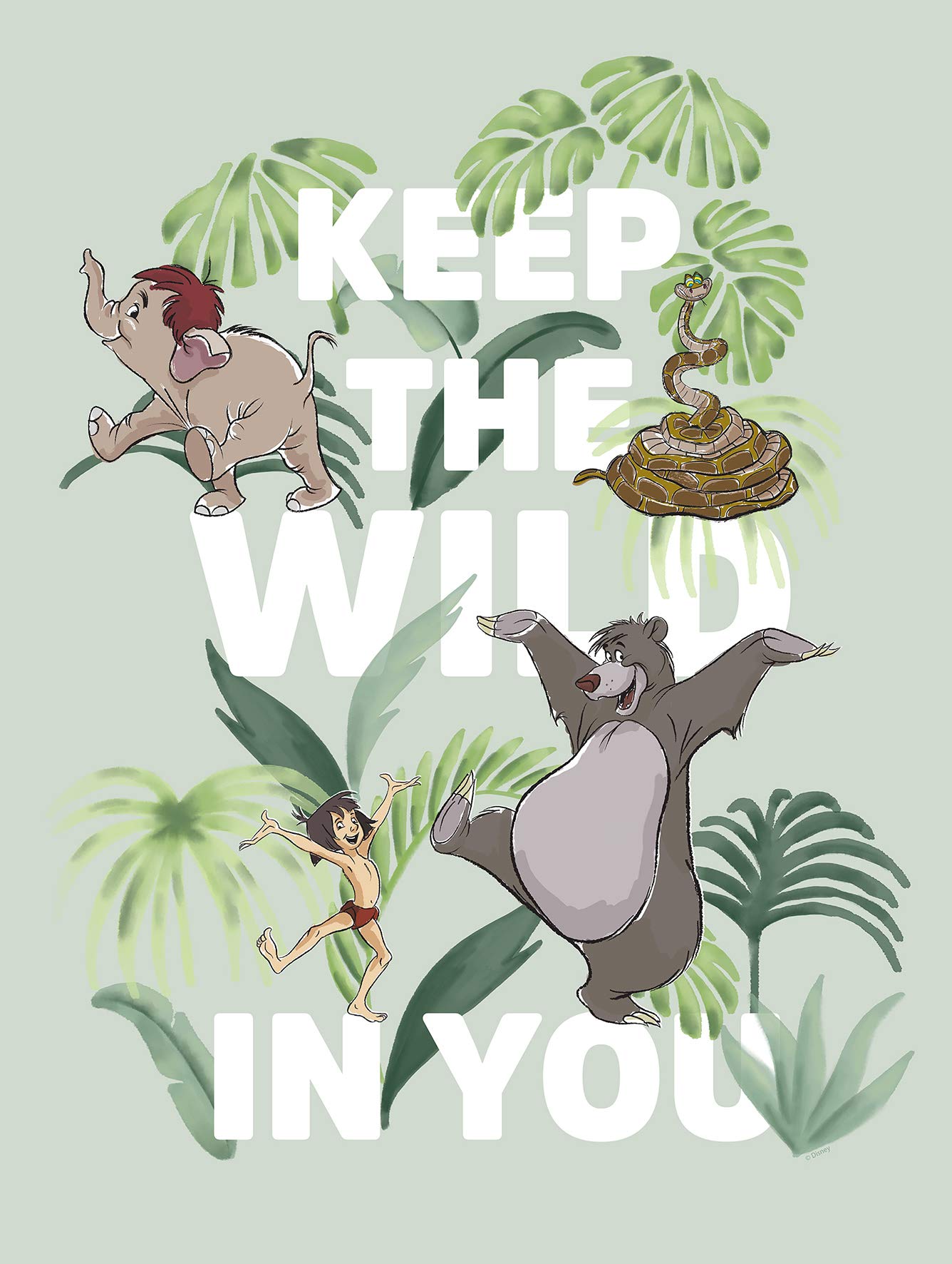 Komar Disney Jungle Book Keep The Wild Wall Picture for Nursery, Baby Room Decoration Art Print Without Frame Available in 3 Sizes, , Colourful, 30 x 40 cm