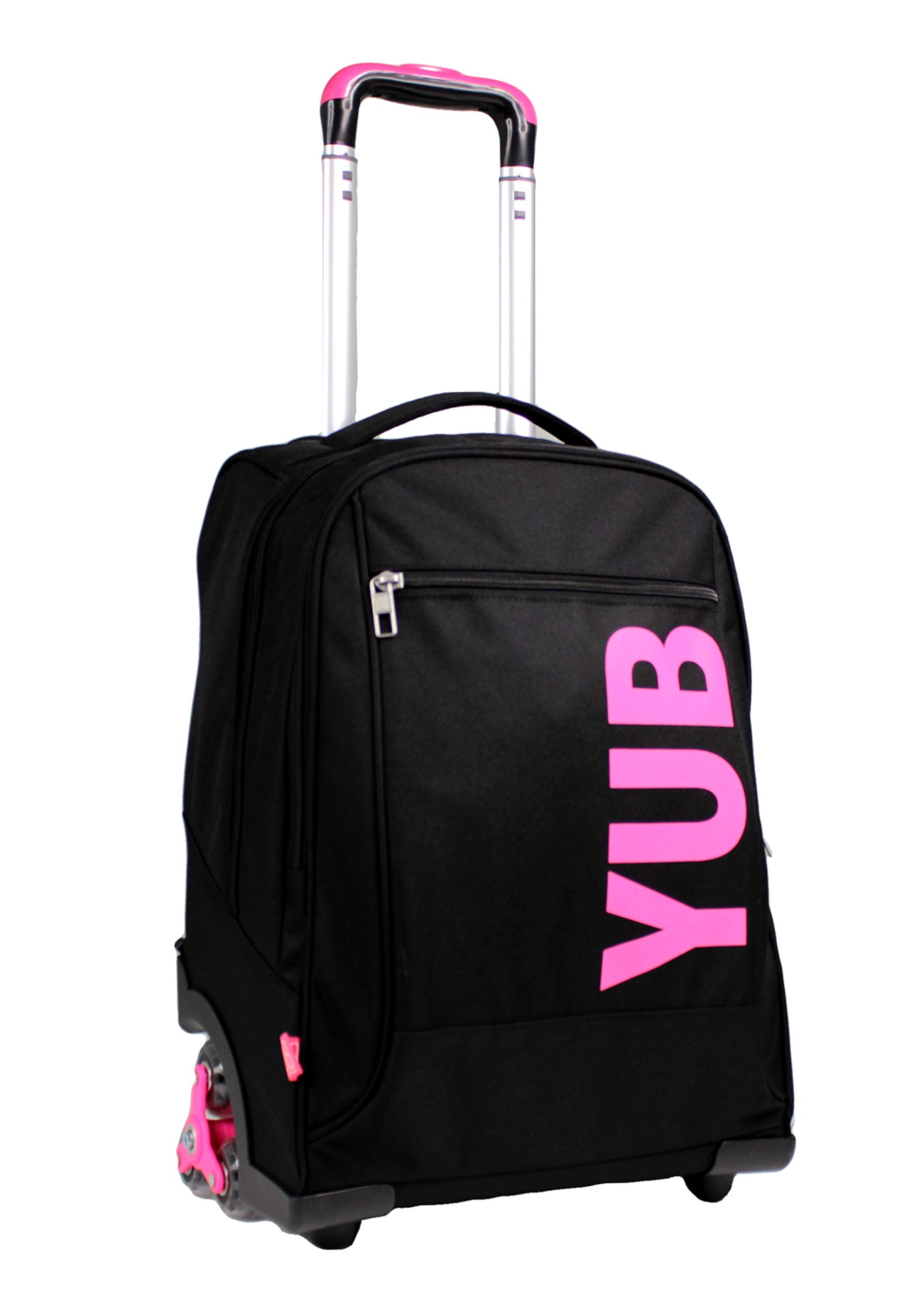 Yub Trolley 3 Wheels, 2In1 Retractable Shoulder Backpack, 34 L, Pink, School and Travel