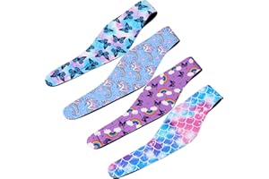 TASHIPPA 4 Pcs Swimming Headbands for Adults, Adjustable Swimming Ear Protection Bands Cute Cartoon Waterproof Swim Headbands for Women Swimmers Aged 12-18, Head Circumference 19.30-21.30 Inch