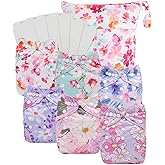 Babygoal Baby Cloth Diaper 6 Pack with 6pcs Inserts and Wet Bag for Fitted Diapers and Prefolds, Adjustable and Reusable Covers for Toddler Boys and Girls