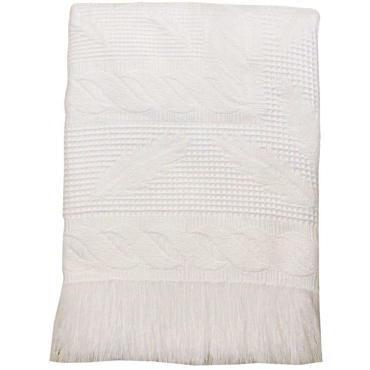 BabyPrem Baby Large Soft Acrylic Fern Shawl Blanket 122 x 122cm WHITE