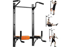 MATRIX-ATHLETIC Vimexciter Wall Mounted Foldable Dip Station Pull Up Bar for Home Gym, Multi-Function Fitness Rack, Strength Training Dip Stands, Resistance Band Tube Organizer