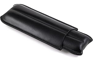 Prestige Import Group 2 Cigar Holder Bonded Leather Travel Leather Case - Black