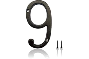 HOMUS 5.5 Inch House Numbers, Cast Iron House Numbers for Outside, Address Numbers for Houses, Farmhouse, Garage, Shop, Offices, Hotel, NUMBER 9
