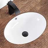 KDKSC Undermount Bathroom Sink 20.5"x15.4" Oval Undermount Sink White Ceramic Bathroom Sinks Under Counter Basin with Overflo