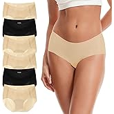 INNERSY Women's Seamless Underwear No Show Invisible Lightweight Hipster Panties 6-Pack