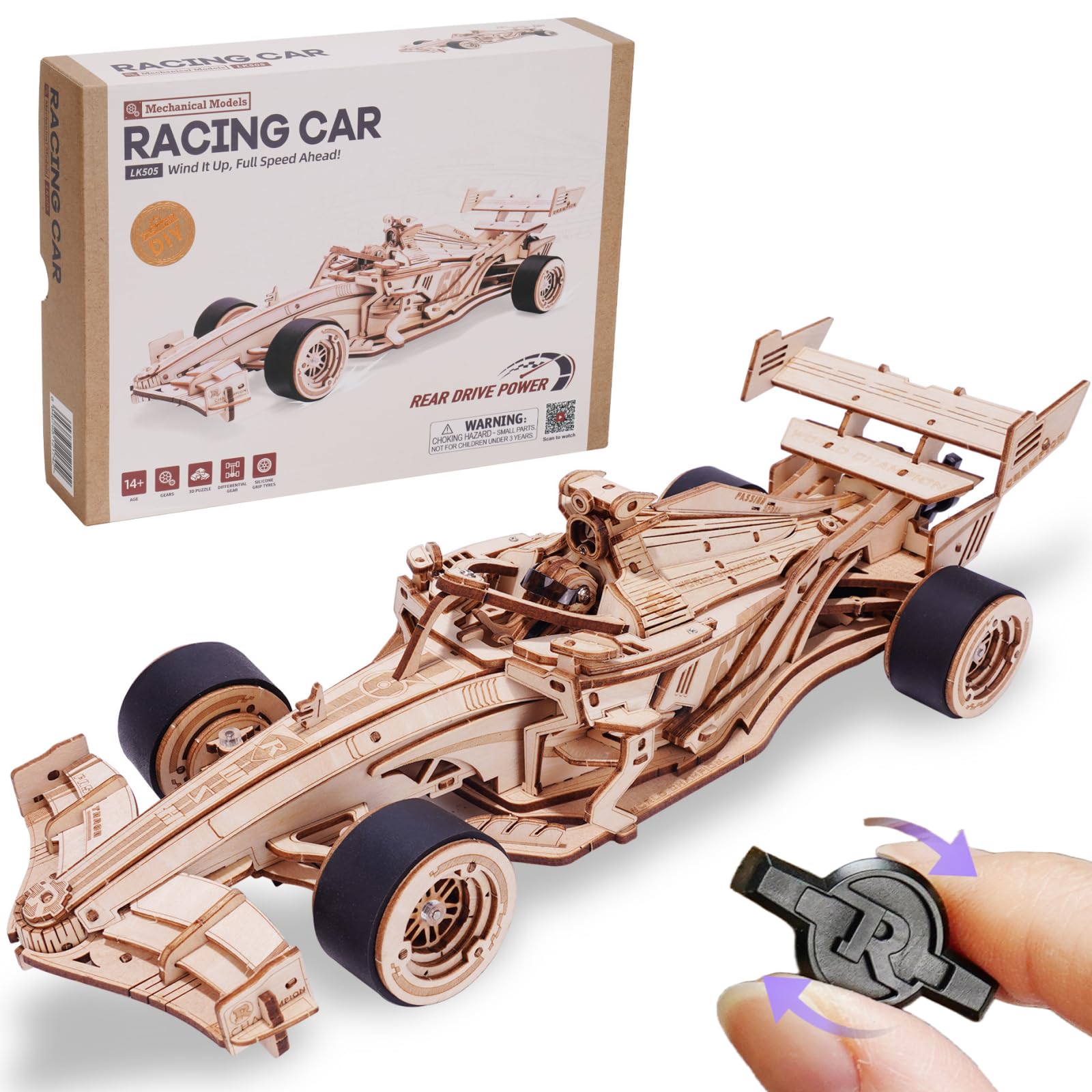 ROWOOD Racing Car Wooden Model Kits for Adults Teens to Build, 3D Wooden Puzzle, Vehicle Model Building Kit, DIY Craft Kits, Creative Gift for Him