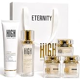 HIGH Cosmetic Agency ETERNITY 5-Step Anti-Aging Skincare Set - Complete Face Care Routine with Cleanser, Wrinkle Correcting Serum, Eye Cream, Day Cream &amp; Night Cream | Luxury Skincare Gift Set