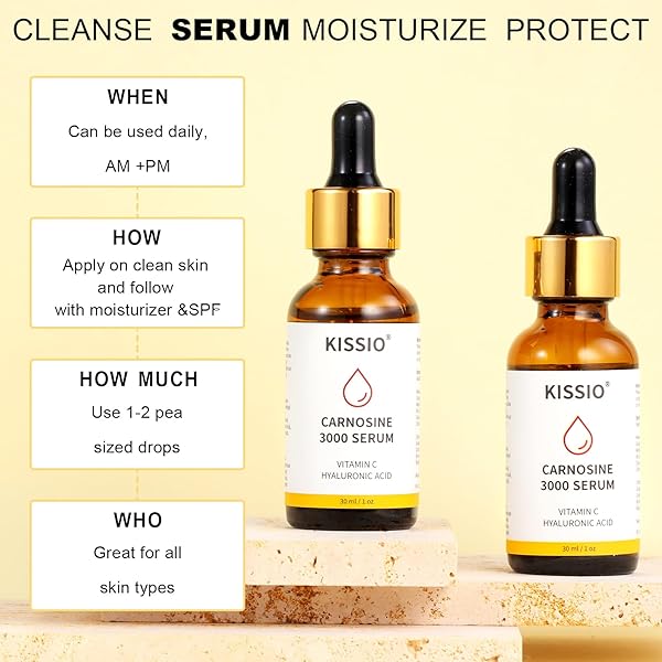 KISSIO PEPTIDE SERUM – ANTI-WRINKLE FACIAL SERUM WITH PEPTIDES AND CARNOSINE,VITAMIN C,HYALURONIC ACID TO HYDRATING AND REDUCE FINE LINES,SKIN CARE FOR FACE,VEGAN,1 FL OZ