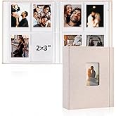 vivinin 2PCS Polaroid Photo Album, 2x3 Inch Pockets Mini Photo Album for 104 Pockets Hold 208 Pictures, Linen Hardcover Polaroid Album Book for Photos Family Anniversaries Baby Vacations (Off-white)