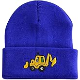 KABAKE Cute Embroidery Excavator Toddler Kids Beanie Caps Soft Warm Baby Knitted Winter Hat for Boys Girls Age 3-10