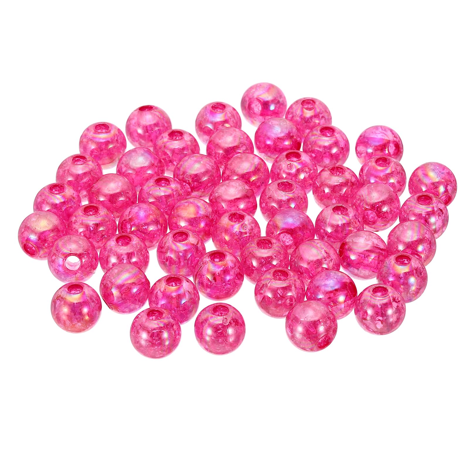 PATIKIL 10mm Acrylic Beads, 100pcs Cute Beads Bulk Spacer Bead Bubble Crackle Sparkle Beads Crystal Plastic Candy Round Bead for Making Necklace Earring Craft,Rose Red