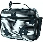 Betyiwling Cute Cat Striped Black White Lunch Box Insulated Reusable Lunch Bag Tote Cooler for Women Men Boy Girl School Work Office Picnic