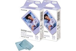 Fujifilm Mini Instant Film - Soft Lavender Instant Film + 20 Sheets Bundle + BluebirdSales Microfiber Cleaning Cloth Instant Mini Camera Perfect for Instant Photography, 16812376