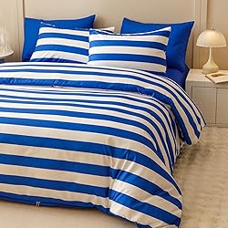 Cottonight Blue White Stripe Comforter Queen