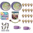 Tinker Bell Birthday Party Supplies Bundle includes 16 Plates, 16 Napkins, 16 Blowouts, 1 Confetti, 2 Streamers, 1 Honeycomb Hanging Decoration