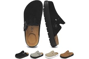 UpResty Genuine Suede Clogs for Women Footwear 2025 with Arch Support, Platform Womens Clogs with Memory Foam Cork Footbed, Comfort Non Slip Women Mules, Stylish Slip on Potato Shoes Sandals