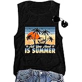 Women Summer Tank Tops Funny Beach Wave Graphic Tees Vintage Sleeveless Tops