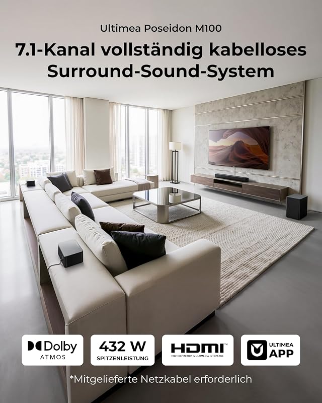 7.1 Vollständig Kabelloses Surround Sound System mit Dolby Atmos