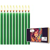 20 Pack Spell Chime Candles-4 Inch Green-Colored, Candle - for Home Decor Kitchen Decor Wedding Decoration-20 Spell Colored