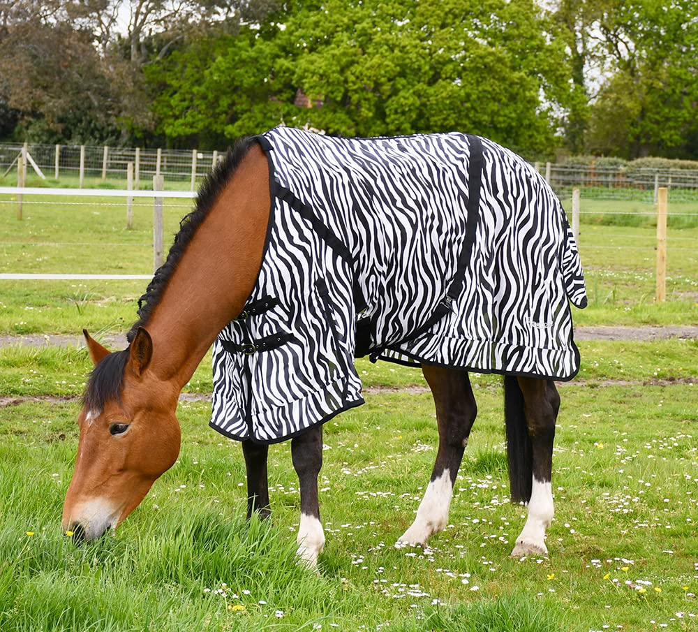 Rhinegold Fly Rug With Neck Cover-4/6-Zebra