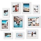 Giftgarden White Multi Picture Frames with Mat for Multiple Sizes Photos, Four 4x6, Four 5x7, Two 8x10 for Gallery Photo Frame Collage Wall or Tabletop Display, Assortment Set of 10