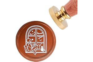 CRASPIRE Autumn Wax Seal Stamp Cat Vintage Sealing Wax Stamps 30mm Retro Wood Stamp Removable Brass Head for Wedding Invitati