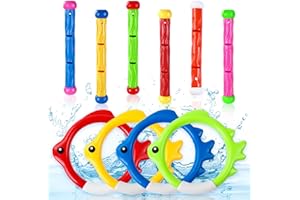 Vellibring 10PCS Pool Diving Swim Toys Colorful Underwater Training Sinking Throwing Dive Rings Sticks for Kids Summer Pool Swimming Party Favor Games