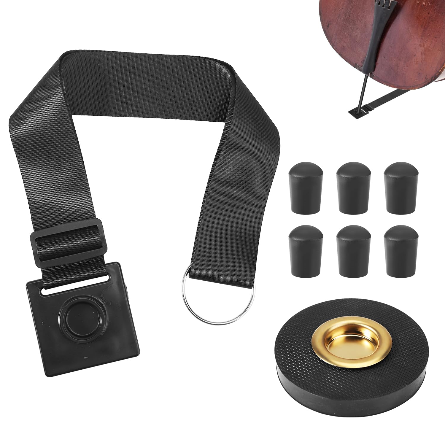 8pcs Cello Accessories, Cello Endpin Anchor Cello Stopper Strap & Non Slip Rock Stop & Rubber Endpin Tip Rest Floor Protectors Gifts for Cello Players Cellist Practice Performance