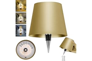 MEBARAUL 3600mAh Wine Bottle Lamp, 2025 New 3 Color Rechargeable Wireless Bottle Lamp, Bottle Lamp Kit for Liquor Bottles with Touch Dimming for Parties, Restaurants & Home Decor (Gold)