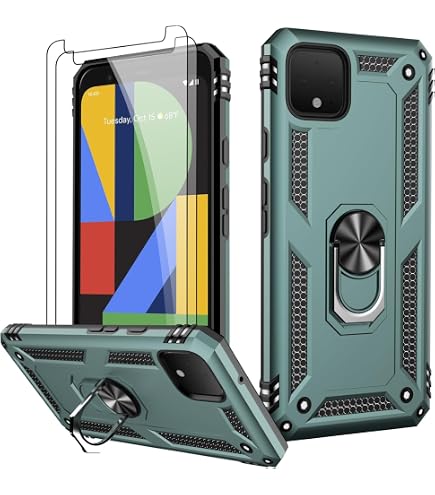 LUMARKE Custodia Per Google Pixel 4 Con Pellicola, Antiurto, Con Anello Magnetico E Supporto Auto, Nero - 2