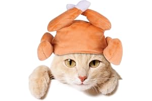 ASEKONC Thanksgiving Cat & Dog Turkey Headband - Funny Holiday Hat for Small Pets, Cats & Puppies